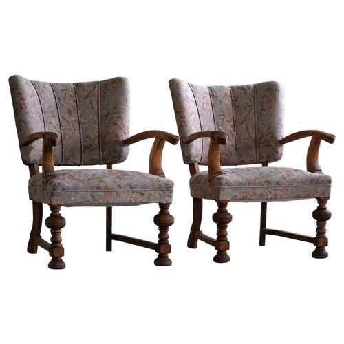 Set of Early 20th Century Art Nouveau Danish Armchairs, 1920s