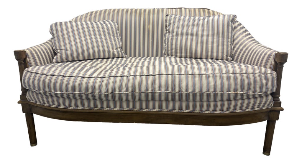 Mid 20th Century Traditional Upholstered Settee Loveseat