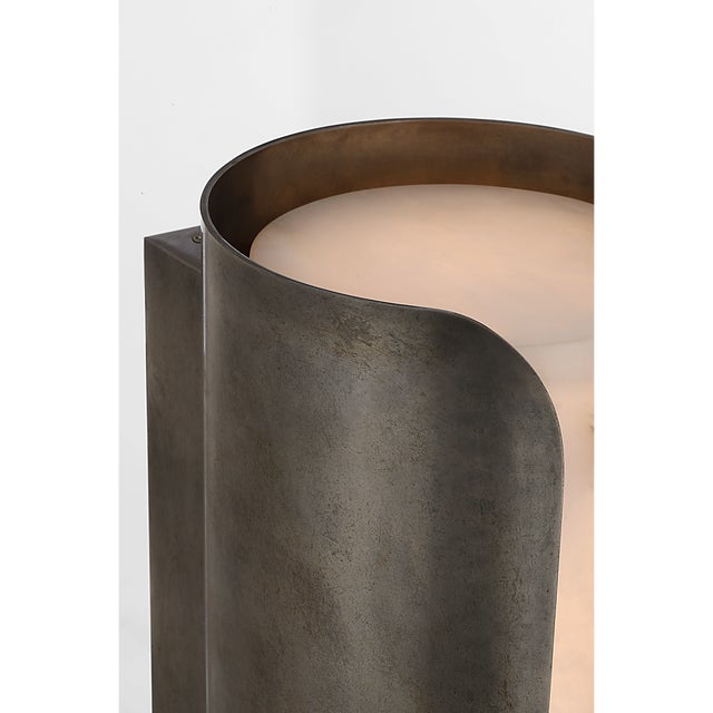 Anne-Marie Barton for Visual Comfort Signature Armise 14" Sconce in Mottled Pewter with Alabaster For Sale In Houston - Image 6 of 11