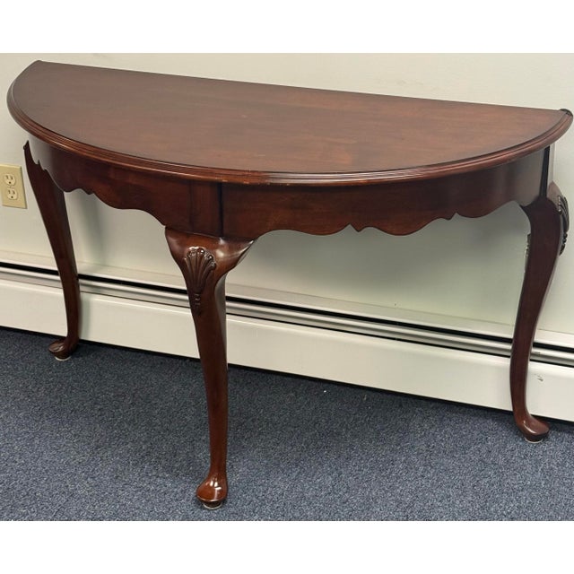 Traditional Kincaid Solid Cherry Georgian Demi Lune Console Table For Sale - Image 3 of 12