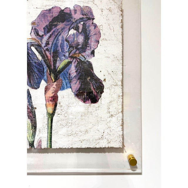 Contemporary Purple Iris - Hand Textured Purple Flower For Sale - Image 3 of 7