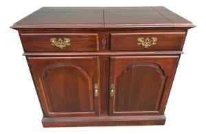 Ethan Allen Georgian Court Cherry Flip Top Rolling Buffet Server