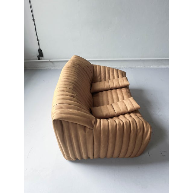 1970s Camel Leather 3-Seater Sofa attributed to Annie Hieronimus for Cinna Line Rose, 1973 For Sale - Image 5 of 14