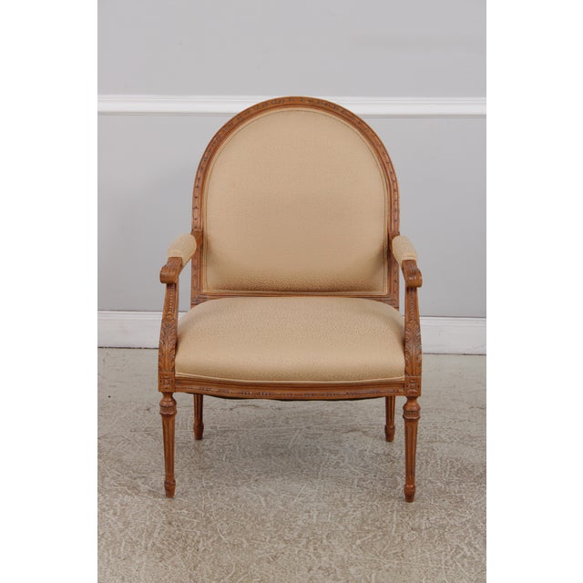 French Pair French Louis XVI Fauteuil Open Armchairs For Sale - Image 3 of 18