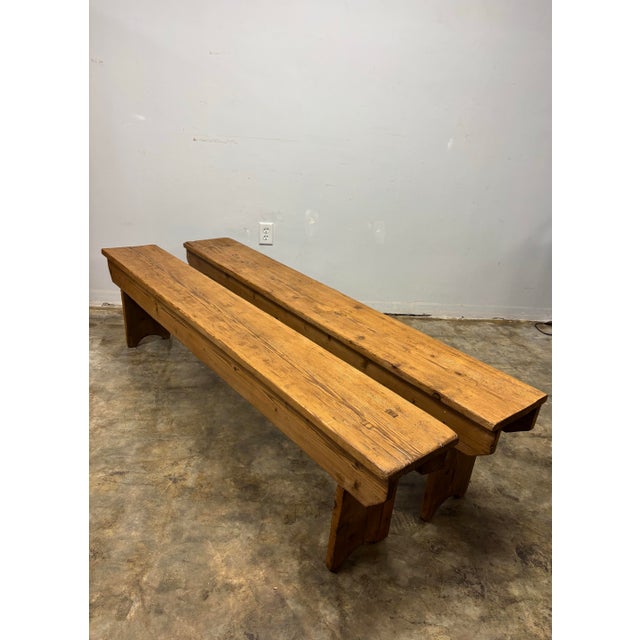 English Antique English Pine Benches - A Pair For Sale - Image 3 of 8