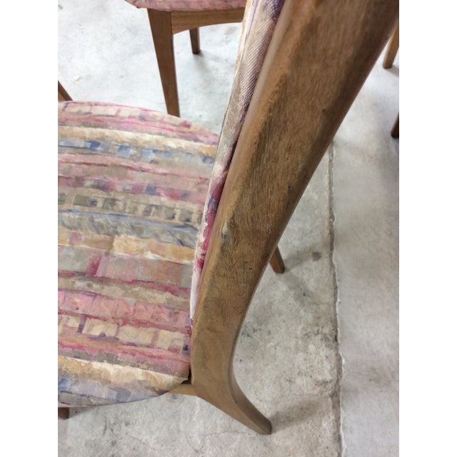 Set of 6 Mid Century Modern Dining Chairs With Vintage Upholstery For Sale - Image 4 of 18