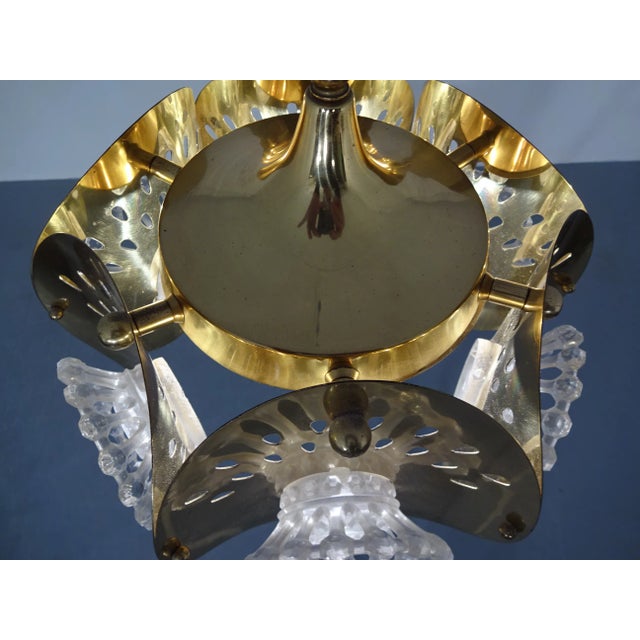 Mid-Century Modern Italian Brass & Glass Ceiling Lamp, 1960s For Sale - Image 3 of 17