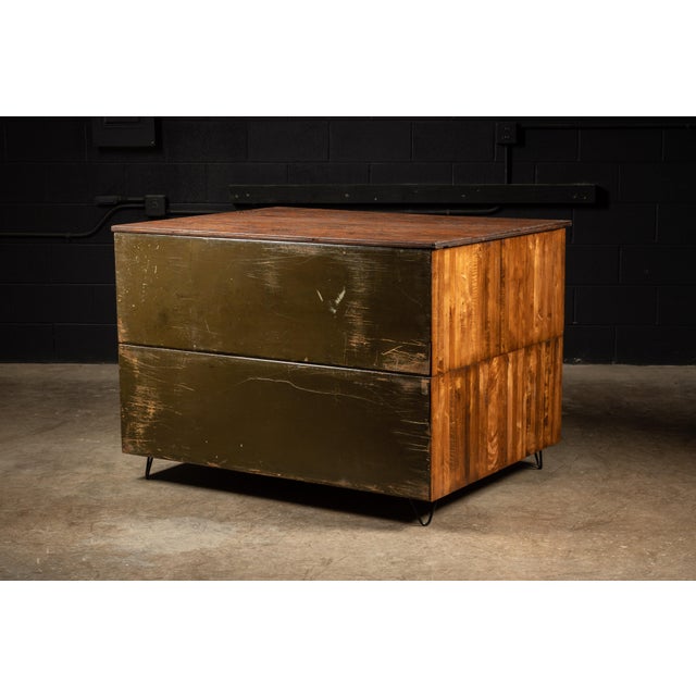 Traditional Vintage Ten Drawer Flat File With Hairpin Legs For Sale - Image 3 of 8