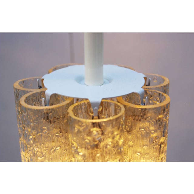 Mid-Century Ice Glass Pendant Lights from Doria Leuchten, Germany, 1960, Set of 3 For Sale - Image 6 of 8