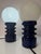 This original cari zalloni table lamp for dümler & breiden combines a striking dark blue ceramic base with a large,...