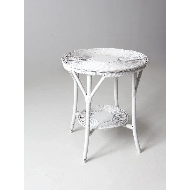 Antique White Wicker Table For Sale - Image 6 of 13