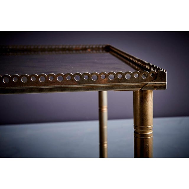 Hollywood Regency French Brass and Antiqued Mirror Maison Side Table, 1960s For Sale - Image 3 of 12