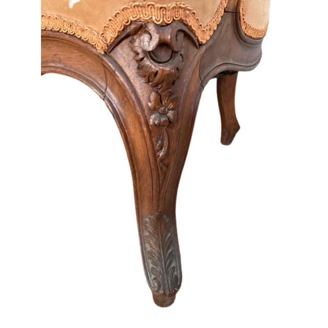 Late 19th C. French Velvet Settee For Sale - Image 6 of 7