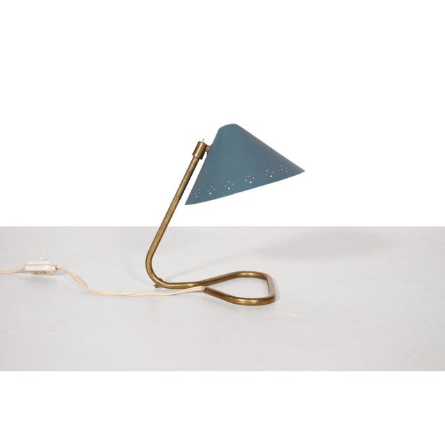 Model GK14 Blue Table Lamp by Erik Warna for Gnosjo Konstmide, 1950s For Sale - Image 6 of 6