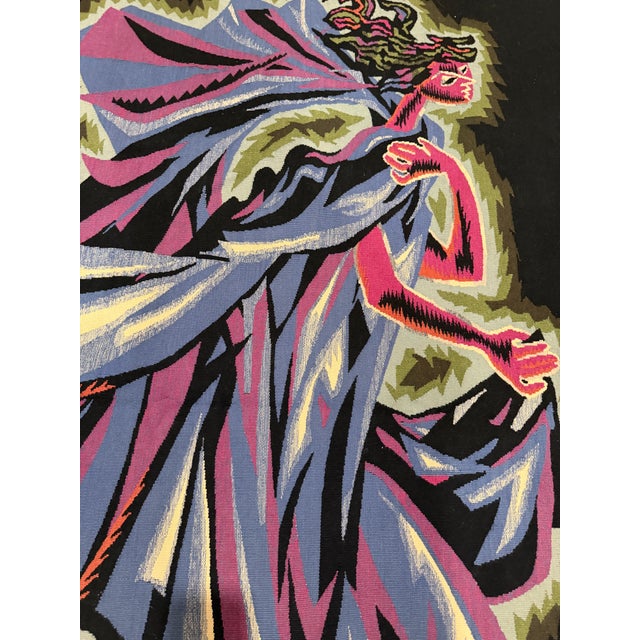 20th C. Mid-Century Modern Figural Handwoven Tapestry Signed “Schubert” 3'9" X 6'1" For Sale In Washington DC - Image 6 of 10