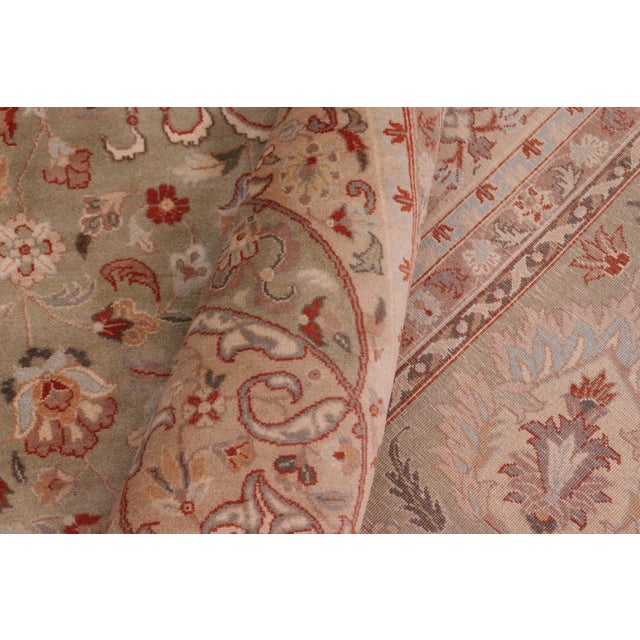 Textile Floral Pak-Persian Green/Beige Wool Rug - 9'0'' X 12'0'' For Sale - Image 7 of 9