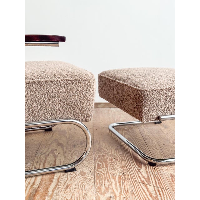 Set of Model 411 Cantilever Lounge Chair and Ottoman from Thonet, Germany, 2000s For Sale - Image 11 of 18