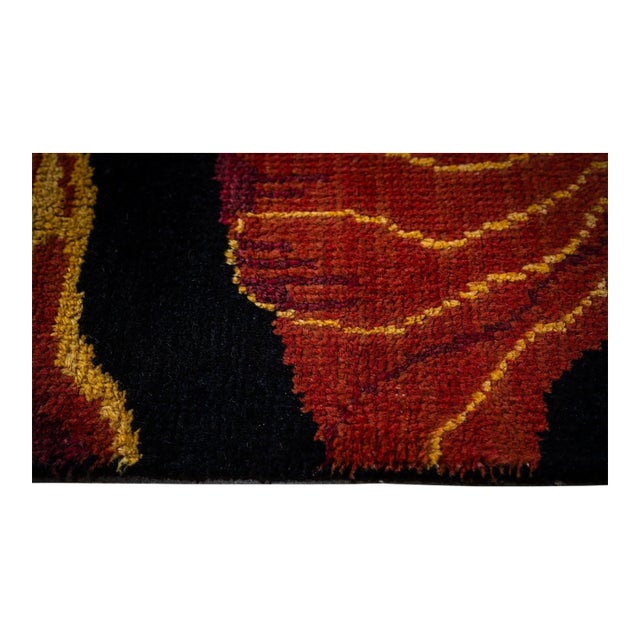 8x10 Black Art Nouveau Geometric Modern Hand Knotted Wool Carpet Rug For Sale