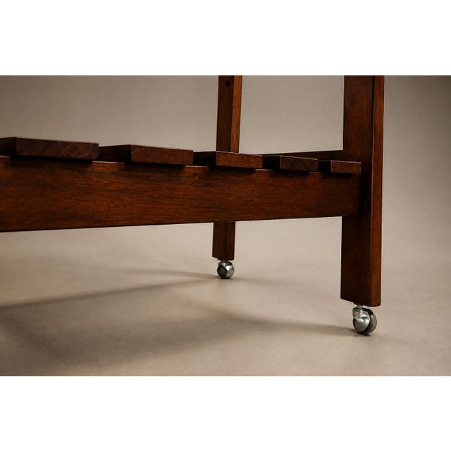 Brazilian Modern Bar Cart in Imbuia Wood With Two Tiers and Slatted Shelf, Brazil, 1960s For Sale - Image 16 of 18