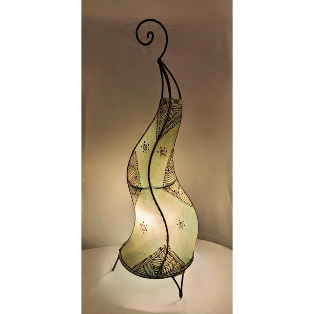Moroccan Contemporary 27" Light Turquoise Dansing Moroccan Traditional Henna Lamp For Sale - Image 3 of 9