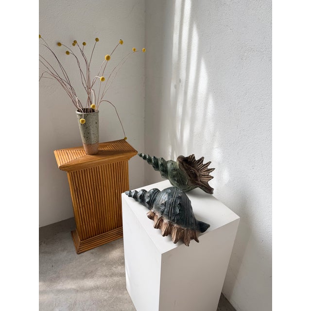 Vintage Polychrome Carved Wooden Seashells, 1950, Set of 2 For Sale - Image 6 of 18