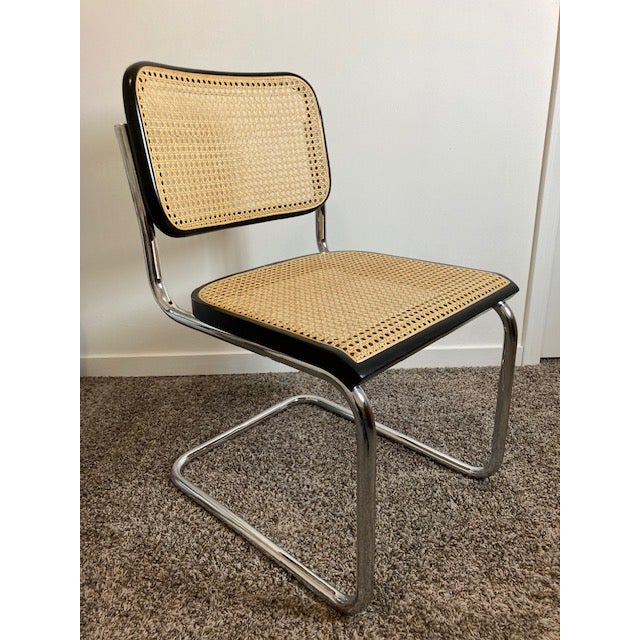 1988 Thonet Classic Breuer Side Chairs – Natural Cane, 410 Black Enamel – Pair For Sale - Image 10 of 18