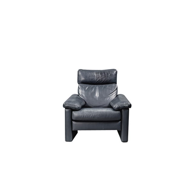 Blue Leather Armchair from Cor Conseta, Germany, 1980s For Sale