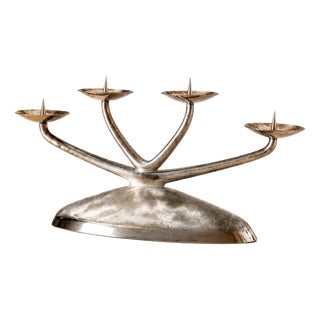 Modernist 4-Light Candelabra in Silver-Plated Metal from WMF Ikora, 1959 For Sale