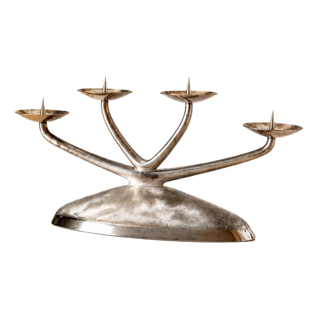 Modernist 4-Light Candelabra in Silver-Plated Metal from WMF Ikora, 1959 For Sale