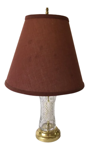 Crystal Cut Glass & Brass Base Table Lamp