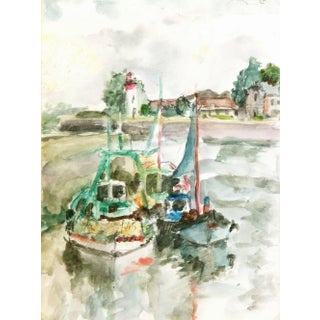 French Watercolor - Fishing Boats For Sale