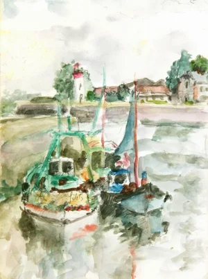 French Watercolor - Fishing Boats