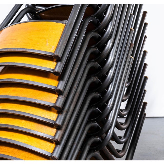 French Silver Stacking Dining Chairs from Mullca, 1950s, Set of 4 For Sale - Image 3 of 9