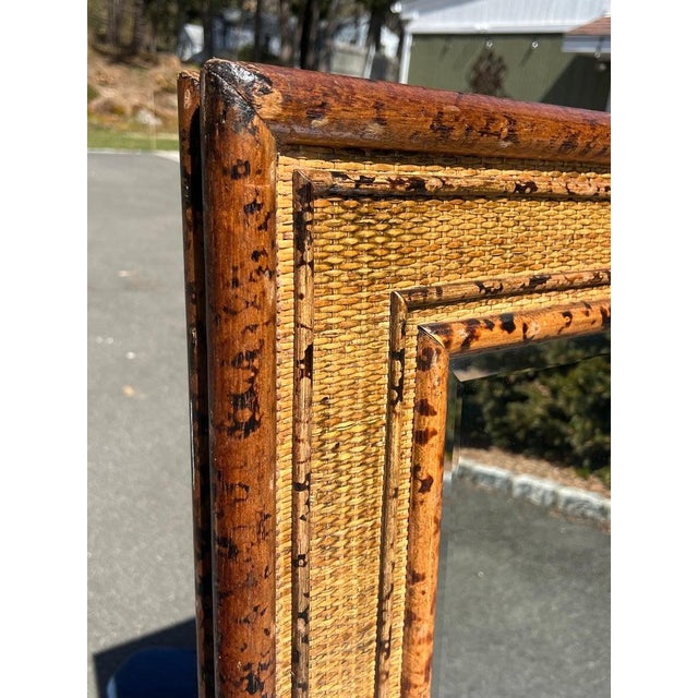 Large Bamboo and Rattan Beveled Mirror For Sale - Image 12 of 18