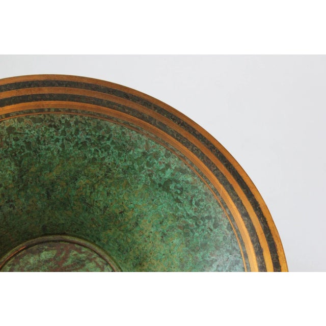 Swedish Art Deco Verdigris Bronze Enamel Tazza by Carl Sorensen For Sale - Image 9 of 13