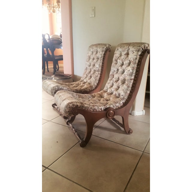 MidCentury Japanese Obi Silk Chairs A Pair Chairish