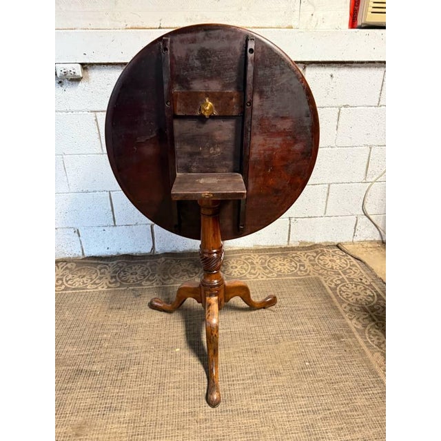 Brown Antique Georgian Style American Tripod Tilt Top Table With Snake Feet For Sale - Image 8 of 16
