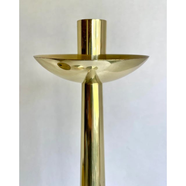 1970s Vintage Brass Modern Candle Holder Set of 2 For Sale - Image 5 of 7