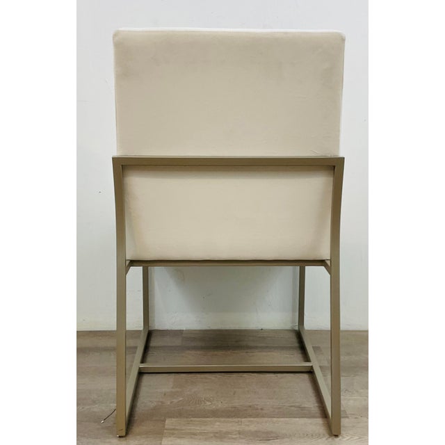 White Modern Channeled White Velvet Dining Chairs Set of Six For Sale - Image 8 of 8