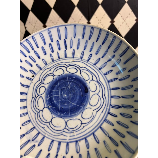 White Antique Chinese Qing Dynasty Blue & White Porcelain Plates, Pair of 9" For Sale - Image 8 of 9