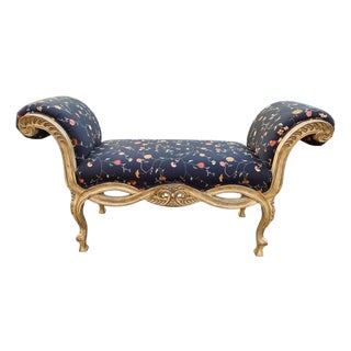 1990s Neoclassical Window Bench Scrolled Arm French Regency Design Source Louis XV For Sale