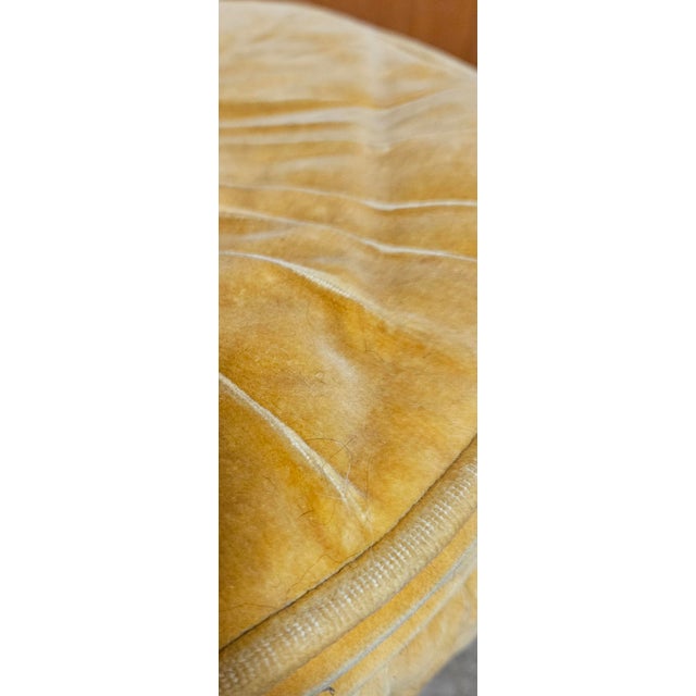 Mustard Vintage French-Style Upholstered Vanity Stool With Cabriole Legs For Sale - Image 8 of 12