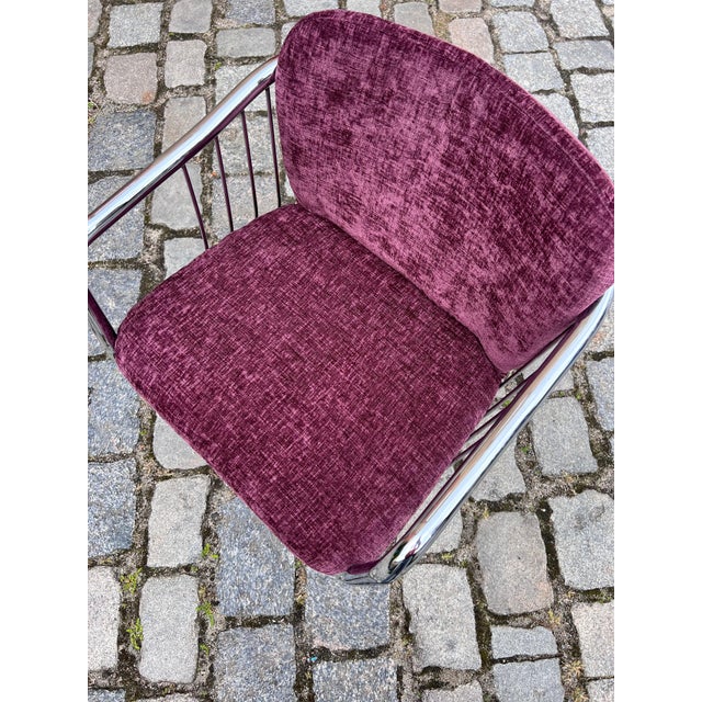 Gastone Rinaldi Cantilever Chair in Chrome with Purple Upholstery by Gastone Rinaldi For Sale - Image 4 of 11