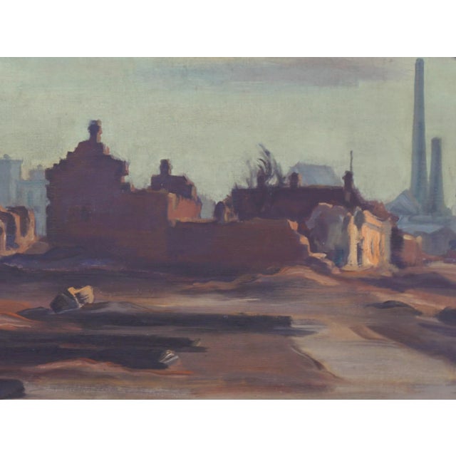 Mid 20th Century evocative Post-War (WWII) cityscape in Russia with church ruins by A. Verbitski (translated),( Russian,...