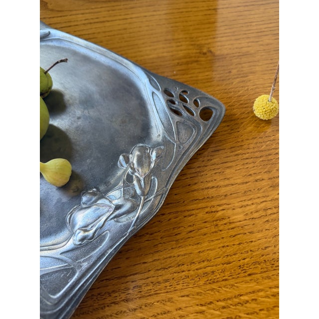 Vintage Belle Époque Pewter Tray, 1900s For Sale - Image 11 of 18