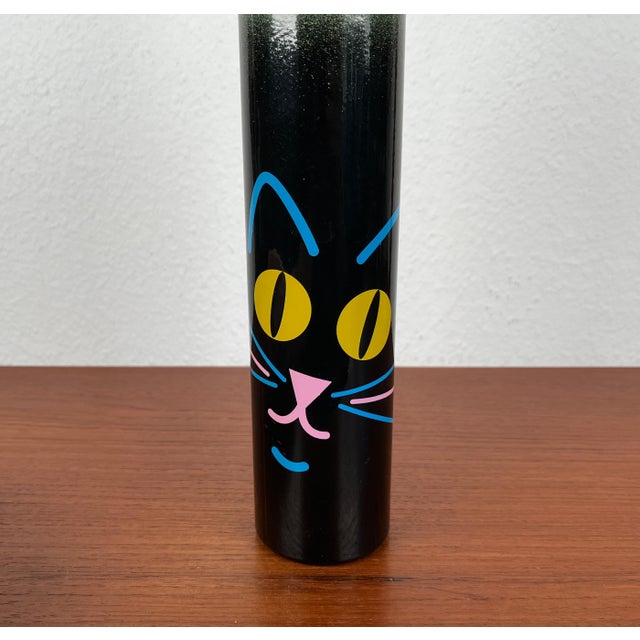 Yellow Postmodern Cat Design Bottle, 1980s For Sale - Image 8 of 18
