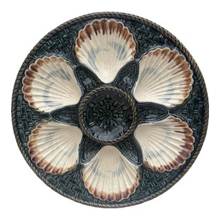 19th Century Majolica Oyster Plate Longchamp For Sale