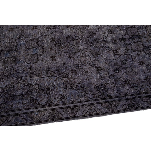Vintage Persian Overdyed Handmade Floral Gray Wool Rug For Sale In New York - Image 6 of 11