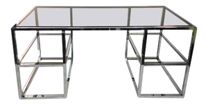 Romeo Rega Modern Chrome and Glass Desk
