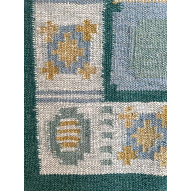 Small Scandinavian Flat Woven Rug, 1960s For Sale - Image 4 of 16